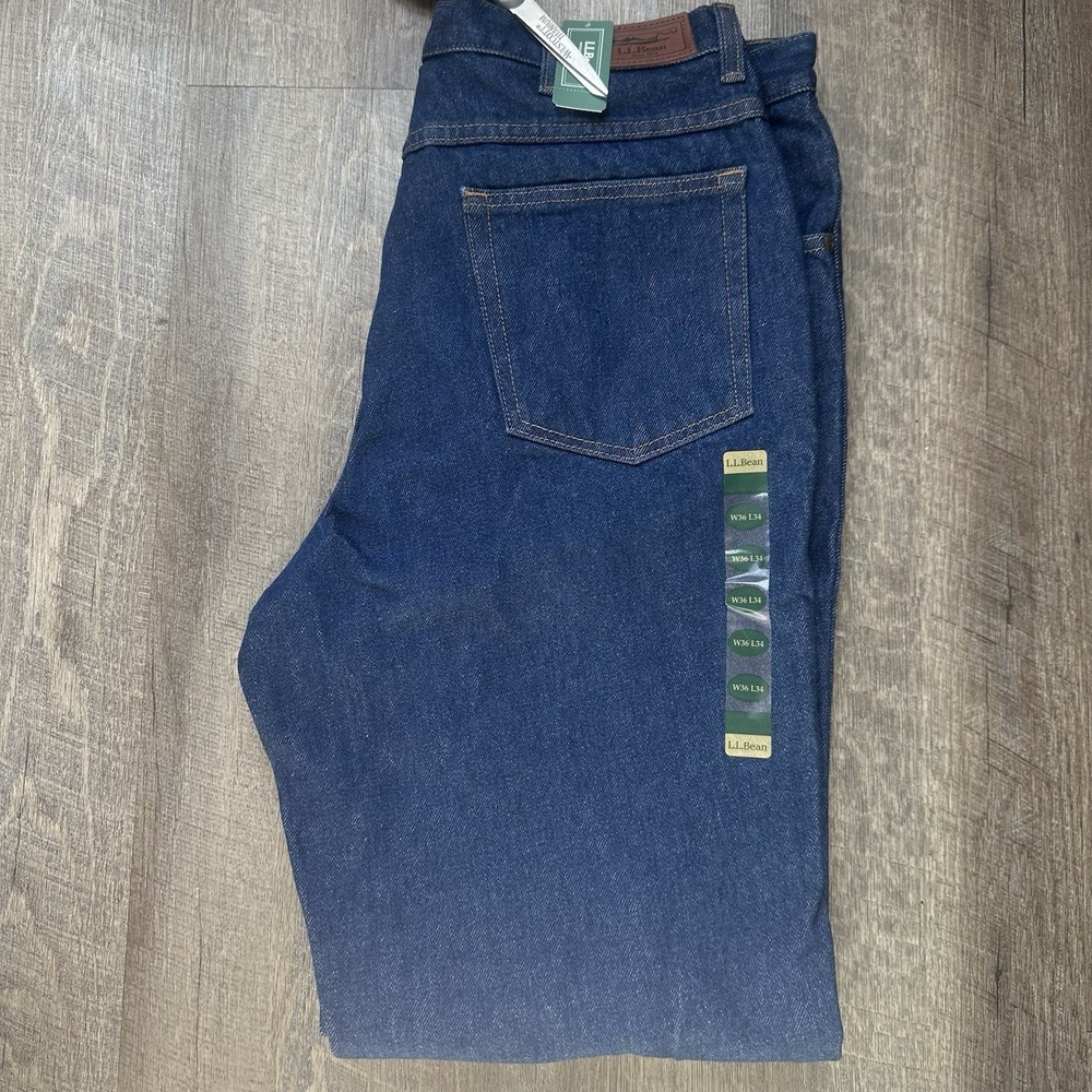 L.L. Bean NWT Men's Jeans Classic Fit Relaxed Cotton Dark Wash Size 36W x 34L‎